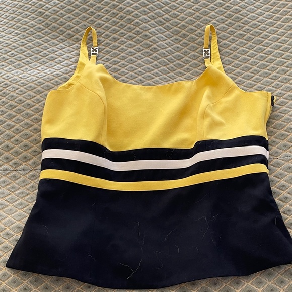 Escada Yellow black and White Striped Camisole